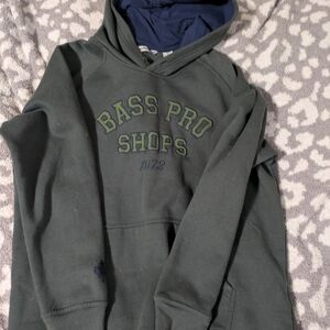 Bass Pro Shops Dark Green and Navy Hoodie
